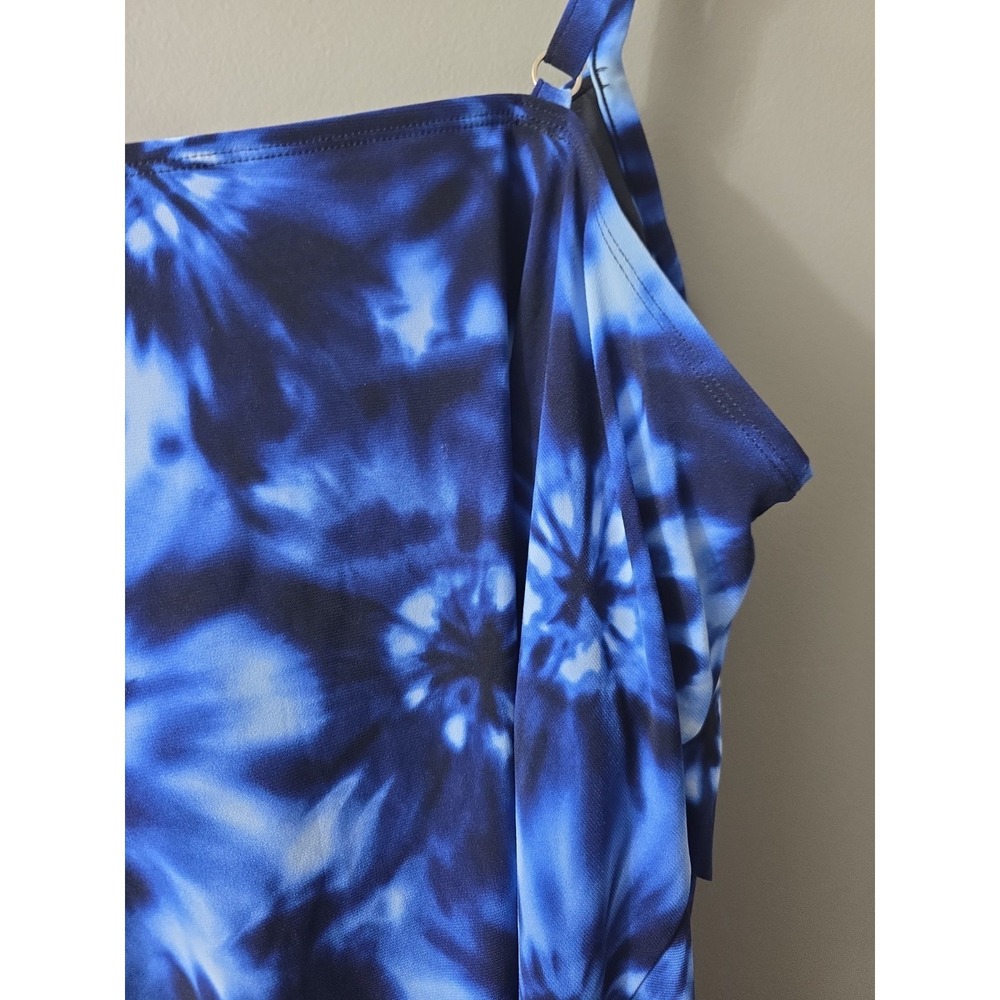 Aqua Green Womens Tankini Swimsuit Top Swimwear Tie Die Blue Plus Size 26W NWT - Picture 10 of 12
